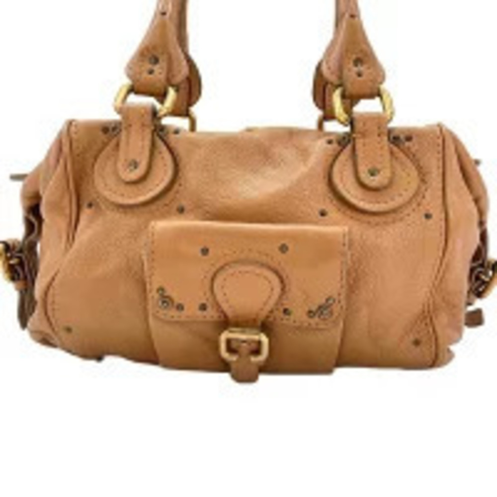 Chloe Leather Paddington Shoulder Bag Beige Cream